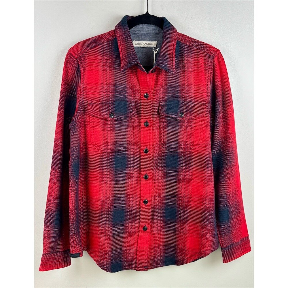 Outerknown Blanket Shirt Womens XS/S Safety Red Plaid Flannel Button-Up